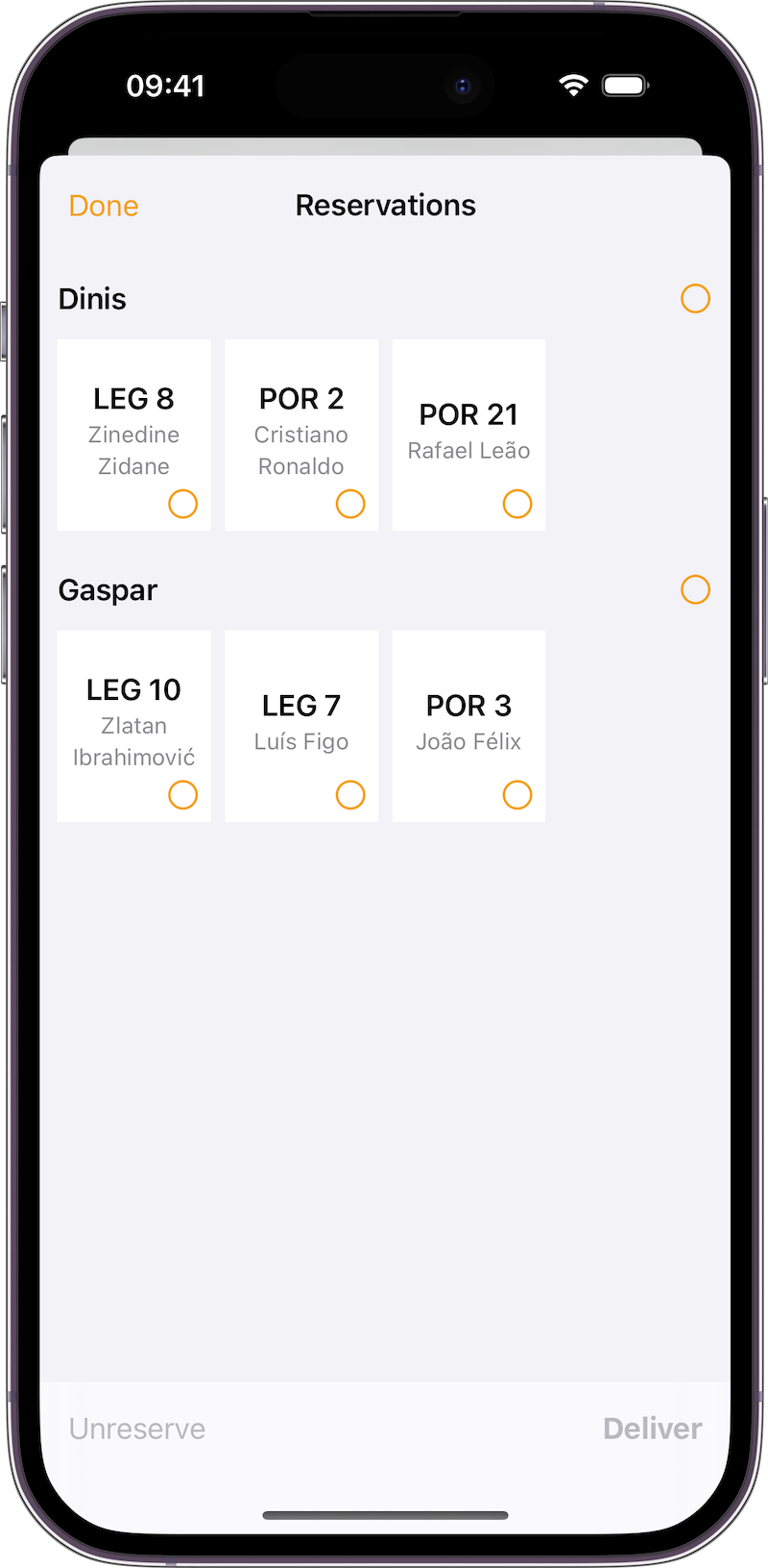 Reserved stickers list in the Stickers app